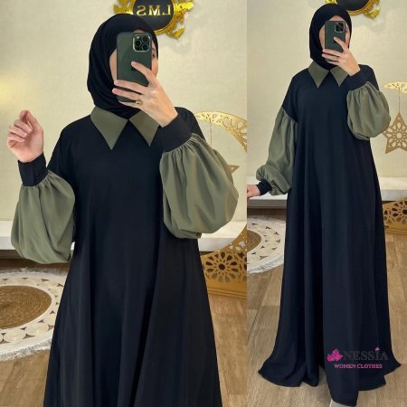 فستان كم ملون