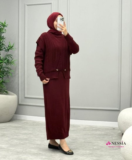 فستان صوف قطعتين